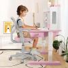 Giantex Kids Desk Chair, Ergonomic Adjustable Teen Task Chair w/Y-Shaped Lumbar Support, Armrest & Universal Wheels, Mesh Kid Office Chair for Sturdy, Kids Computer Chair for Boys & Girls 4-12, Grey(Pink)