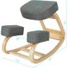 Giantex Kneeling Chair, Wood Posture Chair, Max Load 330 Lbs, Rocking Knee Chair with Soft Cushion, Natural Relief for Back, Shoulder or Neck Pain, Ergonomic Kneeling Chair for Office Home(Grey/Natural)