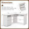 Giantex L Shaped Computer Desk with Drawers, 59″ Corner Desk Workstation with Storage Shelf & Cable Holes, Large Executive Office Desk, Modern Study Writing Table for Home Office (White)(White)