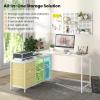 Giantex L Shaped Computer Desk with Drawers, 81″ Convertible Corner Desk with Charging Station and Storage Shelves, Study Writing Desk, Modern Long Corner Gaming Table for Home Office (Black)(White)