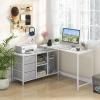 Giantex L Shaped Computer Desk with Drawers, 81″ Convertible Corner Desk with Charging Station and Storage Shelves, Study Writing Desk, Modern Long Corner Gaming Table for Home Office (Black)(White)