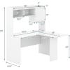 Giantex L Shaped Desk with Hutch, White Corner Desk with Storage Shelf & Cabinet, Laptop PC Table Gaming Computer Table Workstation, Modern Executive Study Writing Desk for Home Office, Bedroom