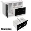 Giantex Lateral File Cabinet, Mobile Filing Cabinet with Drawer, Printer Stand with Open Storage Shelves, Wood Organizer for Home and Office A4 Letter and Legal Size (White & Black)(Straight Knob)