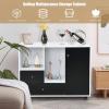 Giantex Lateral File Cabinet, Mobile Filing Cabinet with Drawer, Printer Stand with Open Storage Shelves, Wood Organizer for Home and Office A4 Letter and Legal Size (White & Black)(Round Knob)
