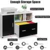 Giantex Lateral File Cabinet, Mobile Filing Cabinet with Drawer, Printer Stand with Open Storage Shelves, Wood Organizer for Home and Office A4 Letter and Legal Size (White & Black)(Straight Knob)