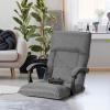 Giantex Lazy Sofa Chair with 14 Adjustable Positions, Armrests, Headrest, Waist Pillow – Padded Floor Seating Couch Recliner for Home, Living Room, Bedroom Floor Gaming – Grey