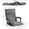 Giantex Lazy Sofa Chair with 14 Adjustable Positions, Armrests, Headrest, Waist Pillow – Padded Floor Seating Couch Recliner for Home, Living Room, Bedroom Floor Gaming – Grey