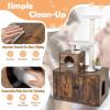 Giantex Litter Box Enclosure with Cat Tree, Cat Washroom Hidden Furniture with Cat Tower, Scratching Posts, Cat Condo, Jingling Ball, Air Vents, Wooden Pet Crate House (Rustic Brown)(Rustic Brown)