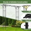 Giantex Metal Garden Arbor with Trellis, 81″ Outdoor Arch for Climbing Plants, Heavy-Duty Rust-Resistant Steel Archway with 4 Stakes for Garden, Wedding, Party, and Yard Decoration, Black