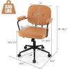 Giantex Mid Century Leather Office Chair Orange, Height Adjustable Desk Chair with Rocking Backrest & Padded Armrest, Upholstered Swivel Leisure Task Chair, Modern Rolling Chair for Home Office