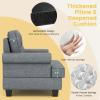 Giantex Mid Century Modern Accent Chair, Tufted Linen Single Sofa Chair with Thick Pillow & Cushion, Solid Rubber Wood Structure, Studded Upholstered Reading Arm Chair for Living Room, Bedroom, Grey(Grey)