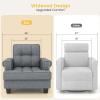 Giantex Mid Century Modern Accent Chair, Tufted Linen Single Sofa Chair with Thick Pillow & Cushion, Solid Rubber Wood Structure, Studded Upholstered Reading Arm Chair for Living Room, Bedroom, Grey(Grey)