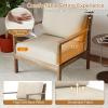 Giantex Mid Century Modern Accent Chair, Wooden Arm Chair w/Solid Wood Frame, Removable Seat Cushion & Pillow, Vintage Comfy Reading Chair for Living Room, Bedroom, Study(Beige)