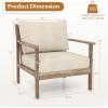 Giantex Mid Century Modern Accent Chair, Wooden Arm Chair w/Solid Wood Frame, Removable Seat Cushion & Pillow, Vintage Comfy Reading Chair for Living Room, Bedroom, Study(Beige)