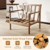 Giantex Mid Century Modern Accent Chair, Wooden Arm Chair w/Solid Wood Frame, Removable Seat Cushion & Pillow, Vintage Comfy Reading Chair for Living Room, Bedroom, Study(Beige)