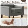Giantex Mid-Century Modern Accent Chair Grey, Linen Fabric Upholstered Armchair w/Rubber Wood Legs, Nailhead Trim, Max Load 440 Lbs, Comfy Single Sofa Side Chair for Living Room Bedroom(Grey)