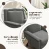 Giantex Mid-Century Modern Accent Chair Grey, Linen Fabric Upholstered Armchair w/Rubber Wood Legs, Nailhead Trim, Max Load 440 Lbs, Comfy Single Sofa Side Chair for Living Room Bedroom(Grey)