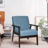 Giantex Mid-Century Modern Accent Chair, Retro Fabric Armchair, Solid Hardwood Made, Upholstered Linen Lounge Arm Chair for Living Room (1, Dark Grey)(Blue)