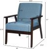 Giantex Mid-Century Modern Accent Chair, Retro Fabric Armchair, Solid Hardwood Made, Upholstered Linen Lounge Arm Chair for Living Room (1, Dark Grey)(Blue)