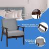 Giantex Mid-Century Modern Accent Chair, Retro Fabric Armchair, Solid Hardwood Made, Upholstered Linen Lounge Arm Chair for Living Room (1, Dark Grey)(Dark Grey)