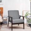 Giantex Mid-Century Modern Accent Chair, Retro Fabric Armchair, Solid Hardwood Made, Upholstered Linen Lounge Arm Chair for Living Room (1, Dark Grey)(Dark Grey)