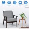 Giantex Mid-Century Modern Accent Chair, Retro Fabric Armchair, Solid Hardwood Made, Upholstered Linen Lounge Arm Chair for Living Room (1, Dark Grey)(Dark Grey)