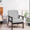 Giantex Mid-Century Modern Accent Chair, Retro Fabric Armchair, Solid Hardwood Made, Upholstered Linen Lounge Arm Chair for Living Room (1, Dark Grey)(Light Grey)