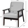 Giantex Mid-Century Modern Accent Chair, Retro Fabric Armchair, Solid Hardwood Made, Upholstered Linen Lounge Arm Chair for Living Room (1, Dark Grey)(Light Grey)