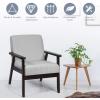 Giantex Mid-Century Modern Accent Chair, Retro Fabric Armchair, Solid Hardwood Made, Upholstered Linen Lounge Arm Chair for Living Room (1, Dark Grey)(Light Grey)