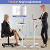 Giantex Mobile Laptop Podium, Height Adjustable Standing Desk with Storage Tray, Tilting Desktop, Home Office Classroom Pulpit Stand Up Desk, Rolling Laptop Cart Lecterns & Podiums for Church, White(White)