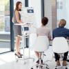 Giantex Mobile Laptop Podium, Height Adjustable Standing Desk with Storage Tray, Tilting Desktop, Home Office Classroom Pulpit Stand Up Desk, Rolling Laptop Cart Lecterns & Podiums for Church, White(White)