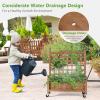 Giantex Mobile Plant Raised Bed, Wood Planter with Lattice Trellis and Wheels, Flower Box for Plant Climbing, Vertical Garden for Balcony Patio Yard, 25″x11″x 50″(2)