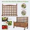 Giantex Mobile Plant Raised Bed, Wood Planter with Lattice Trellis and Wheels, Flower Box for Plant Climbing, Vertical Garden for Balcony Patio Yard, 25″x11″x 50″(1)