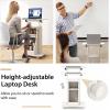 Giantex Mobile Podium Stand, Height Adjustable Laptop Cart with Tilting Tabletop & Storage Compartments, Rolling Lectern with Lockable Casters for Classroom, Church, Home Office, White(White)