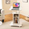 Giantex Mobile Podium Stand, Height Adjustable Laptop Cart with Tilting Tabletop & Storage Compartments, Rolling Lectern with Lockable Casters for Classroom, Church, Home Office, White(White)