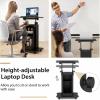 Giantex Mobile Podium Stand, Height Adjustable Laptop Cart with Tilting Tabletop & Storage Compartments, Rolling Lectern with Lockable Casters for Classroom, Church, Home Office, White(Black)