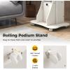 Giantex Mobile Podium Stand, Sit-to-Stand Laptop Cart with Tilting Tabletop & Storage Cabinet, Lockable Casters, Height-Adjustable Rolling Lectern for Classroom, Church, Home Office (Black, 2 Pack)(White)