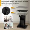 Giantex Mobile Podium Stand, Sit-to-Stand Laptop Cart with Tilting Tabletop & Storage Cabinet, Lockable Casters, Height-Adjustable Rolling Lectern for Classroom, Church, Home Office (Black, 2 Pack)(Black)