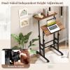 Giantex Mobile Standing Desk, Portable Stand Up Desks Adjustable Height with Wheels & Tilting Tabletop, Home Office Computer Workstation, Rolling Sit Stand Desk for Standing or Sitting, Natural(Walnut)