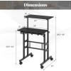Giantex Mobile Standing Desk, Portable Stand Up Desks Adjustable Height with Wheels & Tilting Tabletop, Home Office Computer Workstation, Rolling Sit Stand Desk for Standing or Sitting, Natural(Black)
