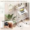 Giantex Mobile Standing Desk, Portable Stand Up Desks Adjustable Height with Wheels & Tilting Tabletop, Home Office Computer Workstation, Rolling Sit Stand Desk for Standing or Sitting, Natural(White)
