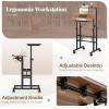 Giantex Mobile Standing Desk, Portable Stand Up Desks Adjustable Height with Wheels & Tilting Tabletop, Home Office Computer Workstation, Rolling Sit Stand Desk for Standing or Sitting, Natural(Walnut)