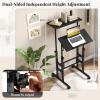 Giantex Mobile Standing Desk, Portable Stand Up Desks Adjustable Height with Wheels & Tilting Tabletop, Home Office Computer Workstation, Rolling Sit Stand Desk for Standing or Sitting, Natural(Black)