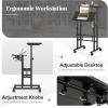 Giantex Mobile Standing Desk, Portable Stand Up Desks Adjustable Height with Wheels & Tilting Tabletop, Home Office Computer Workstation, Rolling Sit Stand Desk for Standing or Sitting, Natural(Black)