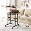 Giantex Mobile Standing Desk, Portable Stand Up Desks Adjustable Height with Wheels & Tilting Tabletop, Home Office Computer Workstation, Rolling Sit Stand Desk for Standing or Sitting, Natural(Walnut)