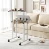 Giantex Mobile Standing Desk, Portable Stand Up Desks Adjustable Height with Wheels & Tilting Tabletop, Home Office Computer Workstation, Rolling Sit Stand Desk for Standing or Sitting, Natural(White)
