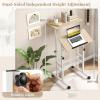 Giantex Mobile Standing Desk, Portable Stand Up Desks Adjustable Height with Wheels & Tilting Tabletop, Home Office Computer Workstation, Rolling Sit Stand Desk for Standing or Sitting, Natural(Natural)