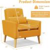 Giantex Modern Accent Chair, Mid-Century Linen Fabric Armchair w/Lumbar Pillow, Back & Seat Cushion, Comfy Single Sofa Chair with Rubber Wood Legs for Living Room, Bedroom, Reading Room, Beige(Yellow)