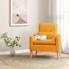 Giantex Modern Accent Chair, Mid-Century Linen Fabric Armchair w/Lumbar Pillow, Back & Seat Cushion, Comfy Single Sofa Chair with Rubber Wood Legs for Living Room, Bedroom, Reading Room, Beige(Yellow)