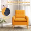 Giantex Modern Accent Chair, Mid-Century Linen Fabric Armchair w/Lumbar Pillow, Back & Seat Cushion, Comfy Single Sofa Chair with Rubber Wood Legs for Living Room, Bedroom, Reading Room, Beige(Yellow)